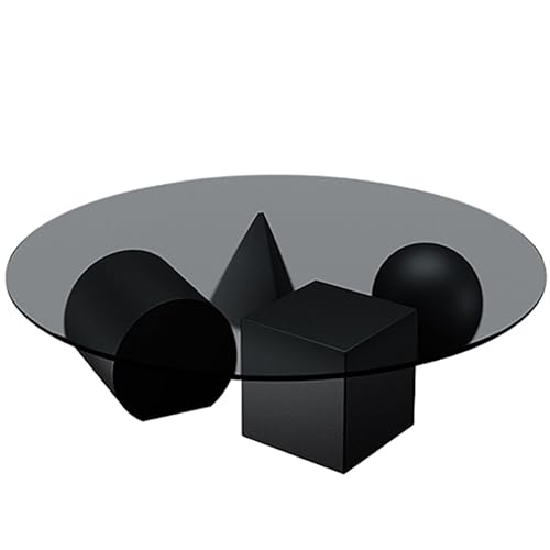 Rivorne Couchtisch 2er Set, Couchtisch Rund Glas mit Glasplatte, Carbon Steel Base, Simple Style für Wohnzimmer oder Büro-Easy to Assemble(Black,100x25cm/39x10in) von Rivorne