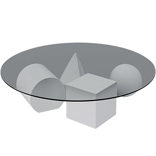 Rivorne Couchtisch 2er Set, Couchtisch Rund Glas mit Glasplatte, Carbon Steel Base, Simple Style für Wohnzimmer oder Büro-Easy to Assemble(White,100x25cm/39x10in) von Rivorne