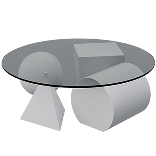 Rivorne Couchtisch 2er Set, Couchtisch Rund Glas mit Glasplatte, Carbon Steel Base, Simple Style für Wohnzimmer oder Büro-Easy to Assemble(White,80x25cm/31x10in) von Rivorne