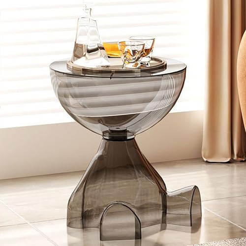 Rivorne Couchtisch Rund mit Stauraum, Acryl Beistelltisch, mit Versteckter Klappe, Minimalistisches Design für Kleine Räume Wohnzimmer Schlafzimmer Balkone(Black) von Rivorne