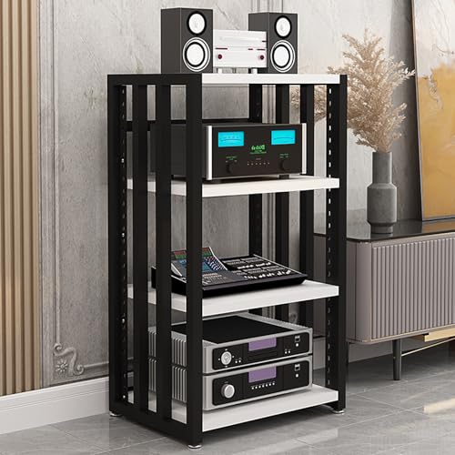 Rivorne HiFi Rack Phonoschrank, Audio Rack HiFi Regal, Schallplattenregal, Medienaufbewahrungsschrank, CD-Player-Ständer für Wohnzimmer Büro(4-Tier-D H 96CM/37.7IN) von Rivorne