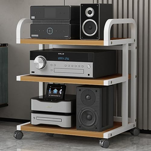 Rivorne HiFi Rack Phonoschrank, Audio-Video-medienständer, Phonoschrank, Schallplatten Regal, Halterung Aus Kohlenstoffstahl für Zuhause/Wohnzimme-Einfach Zu Montieren(3-Tier-D H65CM/26IN) von Rivorne