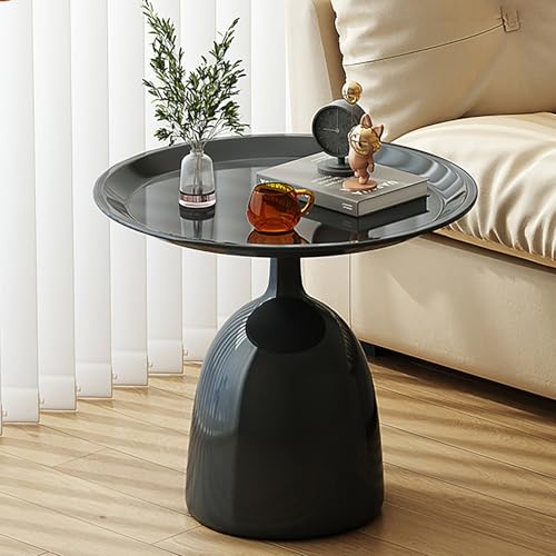 Rivorne Kleiner Moderner Dekorativer Beistelltisch, Couchtisch Rund, Cremefarbener Stil, PVC-Material für Wohnzimmer, Schlafzimmer, Balkon-Einfach zu Montieren(Coffee Table - A 40x40cm/16x16in) von Rivorne