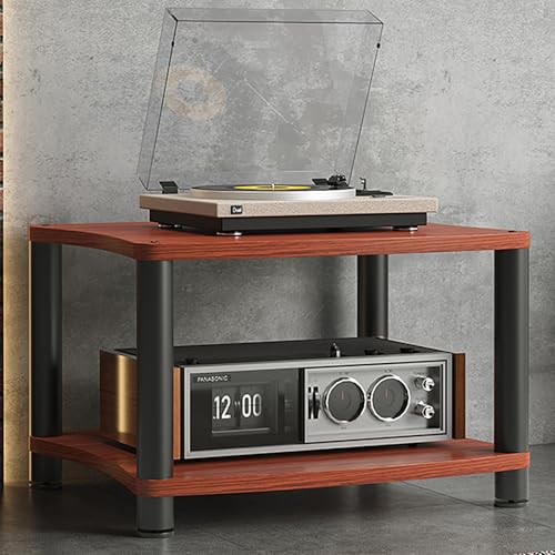 Rivorne Medienständer-Regal, Audio-Video-medienständer, Phonoschrank, CD-Player-Ständer, Spanplatte für Wohnzimmer Büro Einfach zu Montieren mit Schützenden Fußpolstern(2-Tier-B H43CM/17IN) von Rivorne