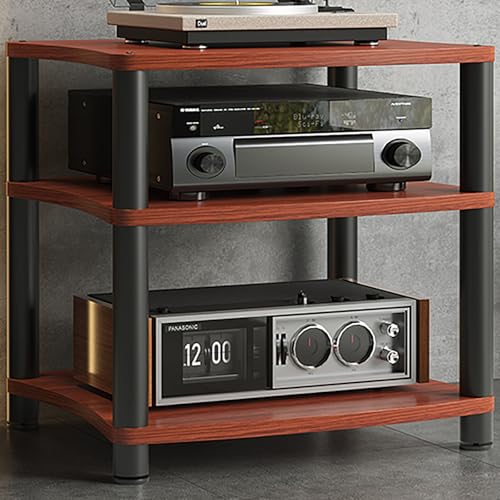 Rivorne Medienständer-Regal, Audio-Video-medienständer, Phonoschrank, CD-Player-Ständer, Spanplatte für Wohnzimmer Büro Einfach zu Montieren mit Schützenden Fußpolstern(3-Tier-B H66CM/26IN) von Rivorne