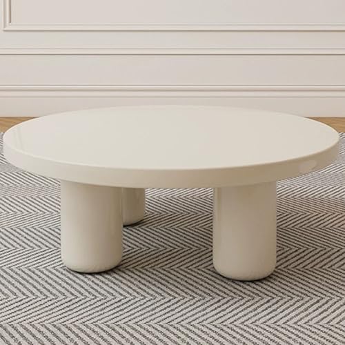 Rivorne Runder Couchtisch Weiß 2er Set Wohnzimmer Tisch Für Couch Dichte Plattenmaterial Dicker Boden Für Wohnzimmermöbel-Einfach zu montieren(Small Table 70x37cm/28x15) von Rivorne