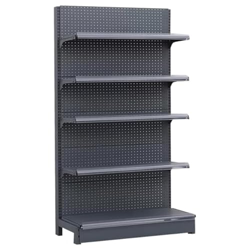 Robustes Supermarktregal mit 20 Haken, Verkaufsregale, Supermarktregal, Snackregale mit 5 Regalen für Den Einzelhandel, Supermärkte, Drogerien, Garagen(Single-sided,L93xH135cm) von Rivorne