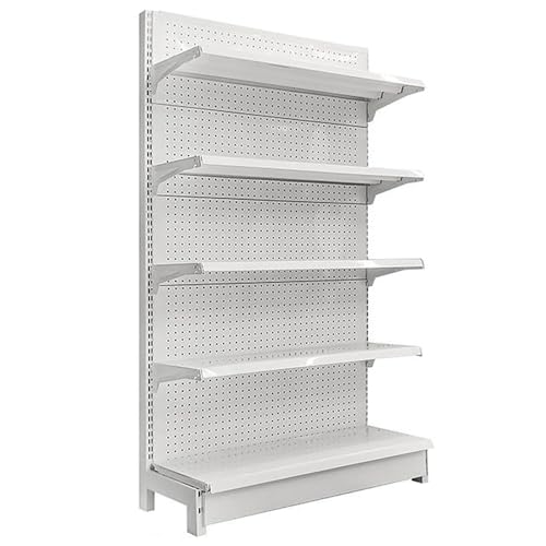 Supermarktregale, Gondel-Präsentationsständer für Den Einzelhandel, Supermarkt-Präsentationsregal, Robuste Lagerregale mit 20 Haken Für Lebensmittel, Bürobedarf(White,90x43x135cm/35x17x53") von Rivorne