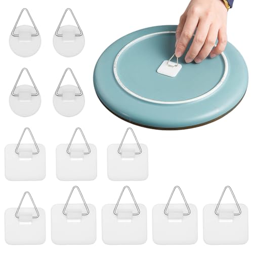 12 Stück Bilderhaken Selbstklebend, Bilderhaken, Bildaufhänger Selbstklebend, 3 Formen Selbstklebend Bildaufhänger,Bilderhaken zum kleben,Aufhängen Ohne Bohren,Bilderhaken für Küche von Rixotix