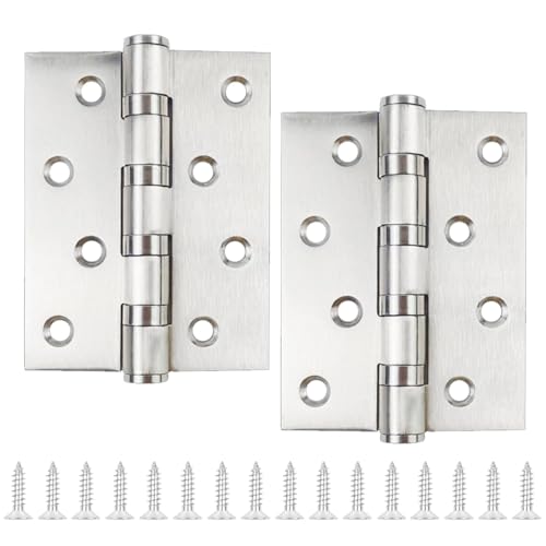 2 Stück Schwerlast Kugellagerscharniere 10cm, Türscharnier Silber Edelstahl Scharniere Scharnier mit 8 Löchern für Massive Türen Gartentor Innen Außen (100x75x12 mm) von Rixotix