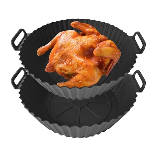 2 Stück Silikonform für Heißluftfritteuse, Airfryer zubehör,Airfryer Silikonform,mit einem Fassungsvermögen von bis zu 8 Litern,Wiederverwendbar anstelle Backpapier für Heißluftfritteuse Zubehör von Rixotix