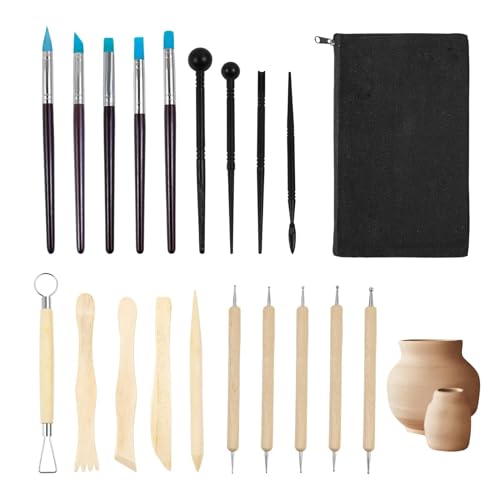20 Stück Ton Modellierwerkzeug, Clay Tools Keramik Werkzeug Set, Pottery modelierwerkzeugset, modelliermasse Werkzeug, Polymer Clay Tools mit Aufbewahrungstasche, Sculpting Tools Für Töpfer Künstler von Rixotix