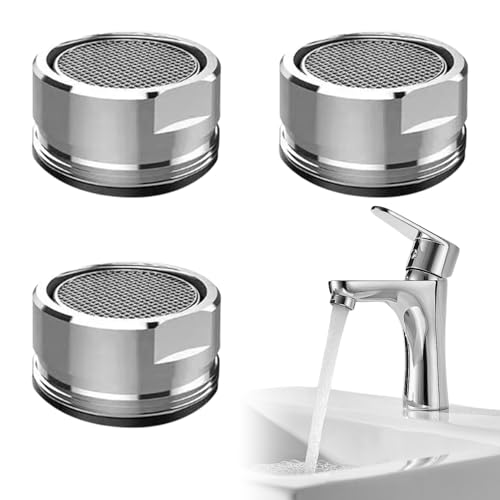 3 Stück Wasserhansip, Wasserhahn Sieb Strahlregler, 24mm Diffusor Hahn für Küche und Bad, Metallisch Außengewinde Wasserhahn Ersatzteil mit Dichtung von Rixotix