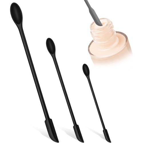 3-teiliges Teigschaber Silikon Klein, Hitzebeständig Mini Silikon Teigspachtel Schmal mit Löffel Set BPA Frei, Lang Nicht Stick Spülmaschinengeeignet Silikon Spatel zum Kochen Backen(COLOR:Schwarz) von Rixotix