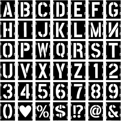 42 Stück Buchstaben Schablone Set, 4inch/10 cm Wiederverwendbare Buchstaben Zahlen Zeichen Schablonen Alphabetschablone für Holzschilder Malerei DIY und Handwerk(COLOR:Weiß) von Rixotix