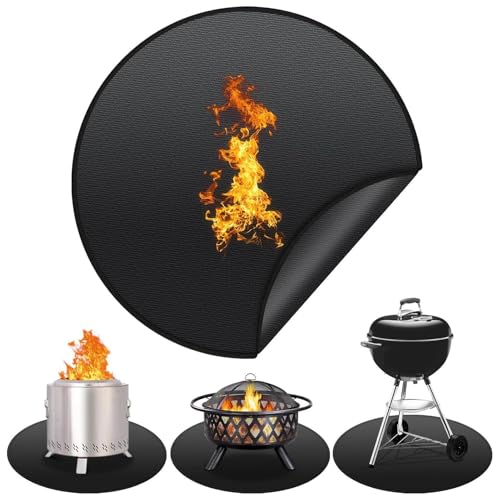 50cm Rund Feuerfeste Unterlage, Wiederverwendbare Feuergrubenmatte für Tischkamin, Silikonbeschichtet Brandschutzmatte, Schutzdeck und Patio Matte von Rixotix