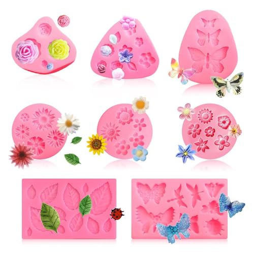 8 Stück Silikonform Blumen Mini Rosen Kleine Gänseblümchen Silikonform Fondant 3D Backform Blumenform Kuchendekoration für Schokolade Zuckerguss Gelee Kerzen Seife 8 Stück Silikonform Blumen Mini Rosen Kleine Gänseblümchen Silikonform Fondant 3D Backform Blumenform Kuchendekoration für Schokolade Zuckerguss Gelee Kerzen Seife von Rixotix