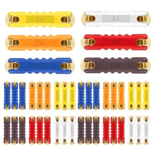 90 Stück 6 Wert Torpedosicherungen Set 5A 8A 10A 16A 25A 40A Torpedo Sicherungen Keramik Keramiksicherungen Abschmelzsicherungen für Europäischen Oldtimer (COLOR:Farbe) von Rixotix
