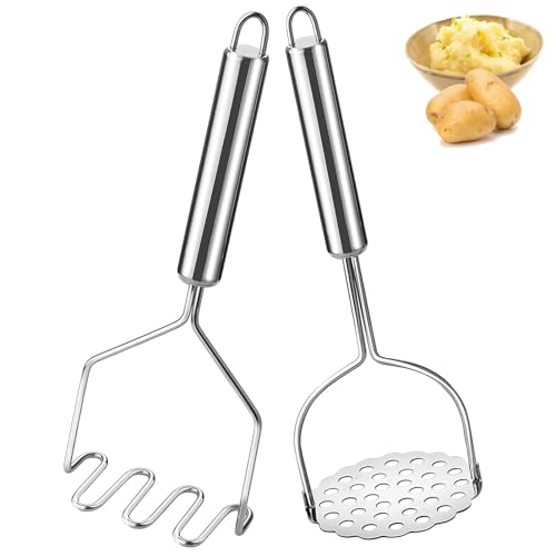 Kartoffelstampfer 2 Stück, Kartoffelstampfer Edelstahl, Handstampfer mit Dickem Griff, Lebensmittelstampfer für Kartoffelbrei, Avocado, Bohnen von Rixotix