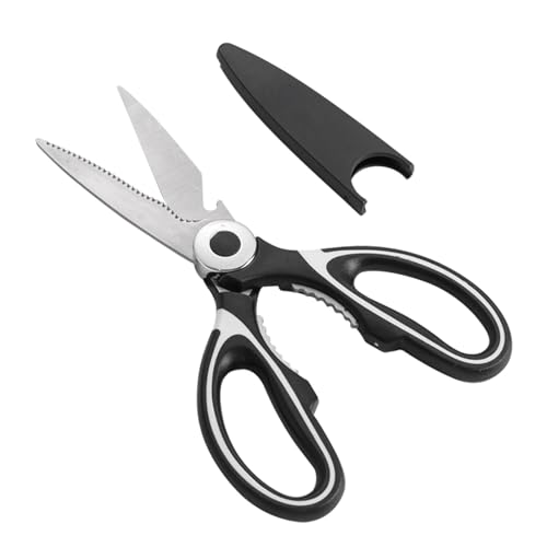 Multifunktionale Küchenschere Edelstahl, ergonomischer Griff, 21 cm, integrierter Flaschenöffner & Nussknacker, inkl. Schutzkappe – Perfekt für jede Küche von Rixotix