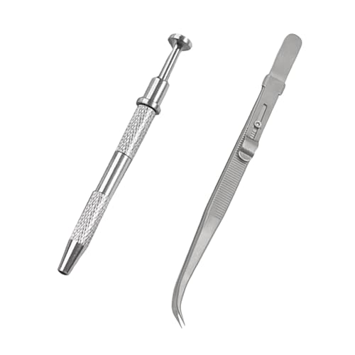 Piercing-Kugelgreifer mit 4 Greifern Werkzeug-Set, Diamant-Schmuck-Pickup-Werkzeuge, Edelstahl-Ellenbogen-Pinzette zum Greifen von kleinen Teilen und kleinen Gegenständen, 2 Stück von Rixotix