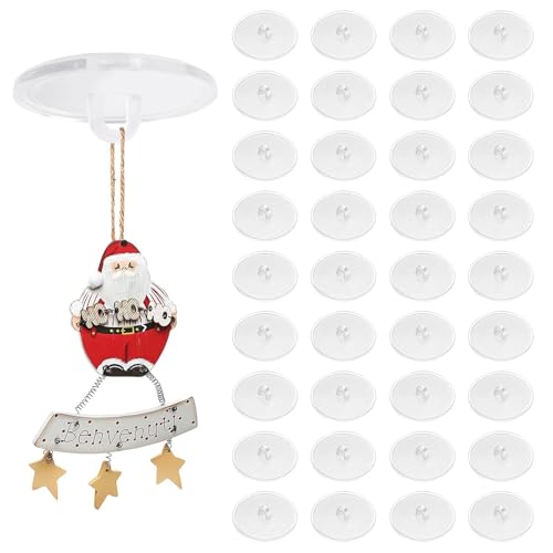 Rixotix 100 Stücke Deckenhaken Selbstklebend Klebehaken Transparent Deckenhaken ohne Bohren Rund für Küche Bad Wand Tür Decke zum Aufhängen Schlafzimmer Dekorative Bad (2.3cm Durchmesser) von Rixotix