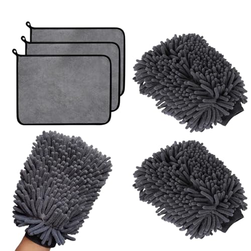 Rixotix 5 Stück Autopflege Set mit 3 Stück Mikrofasertücher Auto & 2er Mikrofaser Waschhandschuh, Extra Saugstark Kratzfrei & Schonend, zum Auto Polieren, Haushalts Autowäsche Trocknen, 40x30cm Rixotix 5 Stück Autopflege Set mit 3 Stück Mikrofasertücher Auto & 2er Mikrofaser Waschhandschuh, Extra Saugstark Kratzfrei & Schonend, zum Auto Polieren, Haushalts Autowäsche Trocknen, 40x30cm von Rixotix