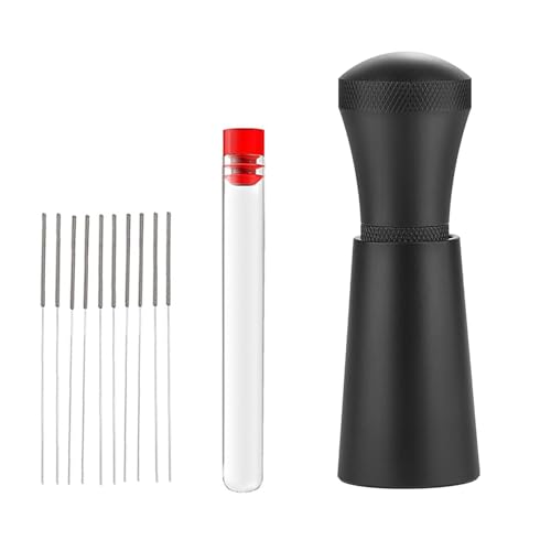 Rixotix Wdt Tool Espresso,Espresso Nadel,Abnehmbar Abnehmbar Wdt Tool Espresso mit Ständer, mit 7 Espresso Nadel 0.35mm,Matte Black,Für Barista gerührtes Espressokaffee(Extra 3 Ersatznadeln) von Rixotix
