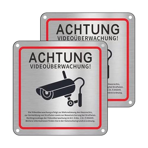 Videoüberwachung Schild, 2 Stück Schild Videoüberwachung Privatgrundstück 15 x 15 cm, Aluminium Hinweisschild Videoüberwachung, Kameraüberwachung für Überwachungskamera Oder Kamera Attrappe Videoüberwachung Schild, 2 Stück Schild Videoüberwachung Privatgrundstück 15 x 15 cm, Aluminium Hinweisschild Videoüberwachung, Kameraüberwachung für Überwachungskamera Oder Kamera Attrappe von Rixotix