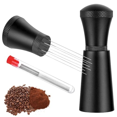 WDT Tool, Aluminium WDT Tool Espresso Nadel mit 7 Feinen Nadeln, Kaffee Tamper Espresso Nadel, Kaffee Zubehör, Espresso Kaffeerührer, Espresso Kaffeerührer für Barista, mit Extra 7 Ersatznadeln von Rixotix