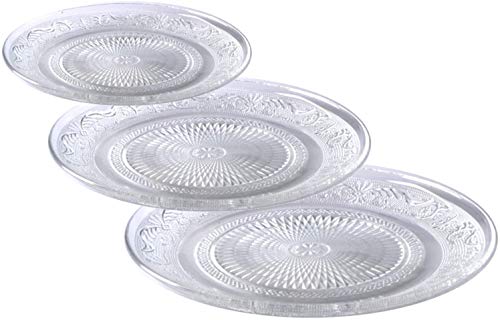 Riya Dekoteller Glas Teller Dekoplatte Kerzentablett Obstteller Platte Design Glasteller Stelia Mit ReliefmusterNeu (klein) von Riya