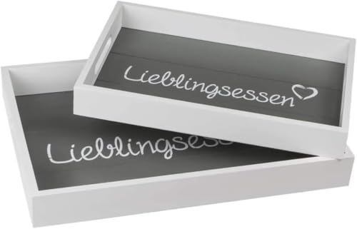 2er-Set Holztablett Deko Tablett Kerzentablett Holz Tablett Hoher Rand Dekotablett Holz Serviertablett Holztablett rechteckig Couchtisch Deko Tablett mit Tragegriff von Riyashop