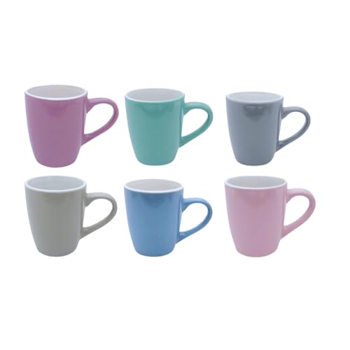 6er Set Kaffeebecher Tassen 230 ml x 6 aus Porzellan Kaffee Becher Tasse Uni/Bunt Kaffeetassen-Set Kaffeebecher mit Henkel Tassen Set Kaffeetassen Moderne Keramik Tasse von Riyashop