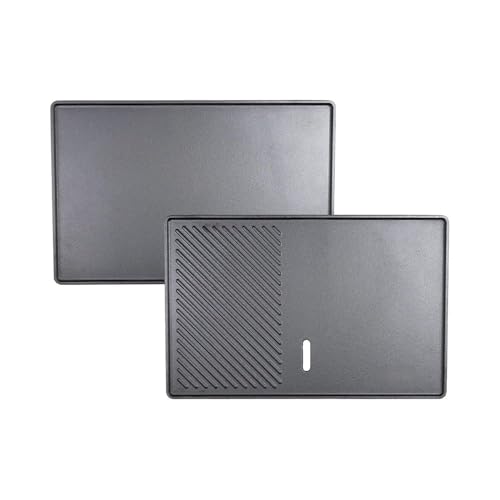 Grillplatte aus Gusseisen, geriffelt & glatt, Emaille-Beschichtung, beidseitig verwendbar, mit Fettablauf, Gusseisenplatte Grill, Länge 32 cm x Breite 50 cm x Höhe 2 cm Grillplatte aus Gusseisen, geriffelt & glatt, Emaille-Beschichtung, beidseitig verwendbar, mit Fettablauf, Gusseisenplatte Grill, Länge 32 cm x Breite 50 cm x Höhe 2 cm von Riyashop