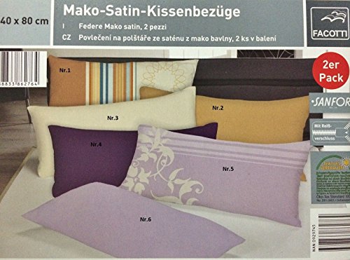 Riyashop 2er Set Kissenhülle Satin Kissenbezug Dekokissen Kissen 40x80 100% Baumwolle (Flieder Nr.6) von Riyashop