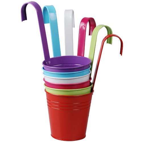 Riyashop 3er & 6er Set Blumentopf Hängetopf Pflanztopf töpfe Blumen Kräutertopf Zink bunt (Silber, 6er Set) von Riyashop