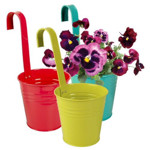 Riyashop 3er & 6er Set Blumentopf Hängetopf Pflanztopf töpfe Blumen Kräutertopf Zink bunt (Türkis, 6er Set) von Riyashop