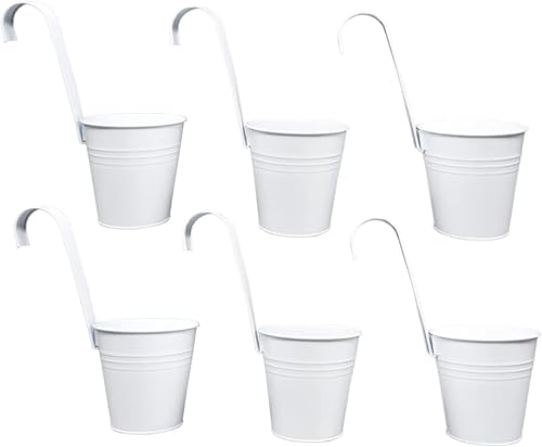 Riyashop 3er & 6er Set Blumentopf Hängetopf Pflanztopf töpfe Blumen Kräutertopf Zink bunt (Weiß, 6er Set) von Riyashop