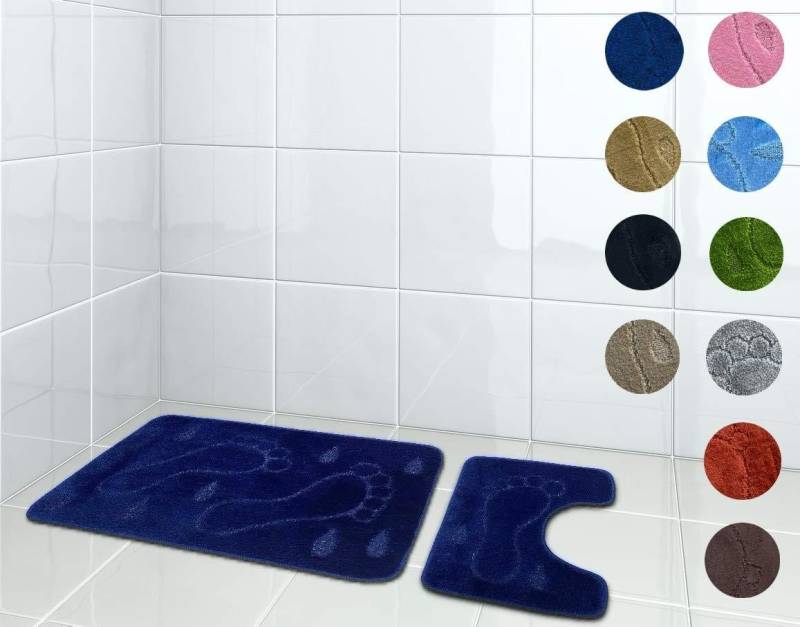 Riyashop Badematte Fußabdruck Badematte rutschfest waschbar Badezimmerteppich (Braun) von Riyashop