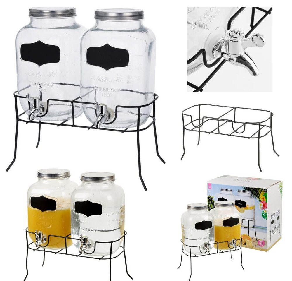 Riyashop Haushaltshobel 2er Set 4L Hochwertiger Getränke Spender aus Glas mit Ständer Zapfhahn Riyashop Haushaltshobel 2er Set 4L Hochwertiger Getränke Spender aus Glas mit Ständer Zapfhahn von Riyashop