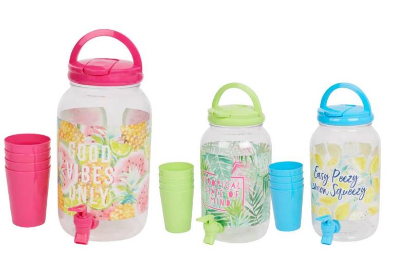 Riyashop Haushaltshobel 2er Set Saftspender 4-Liter Kunststoff mit becher Wasser Getraenk von Riyashop