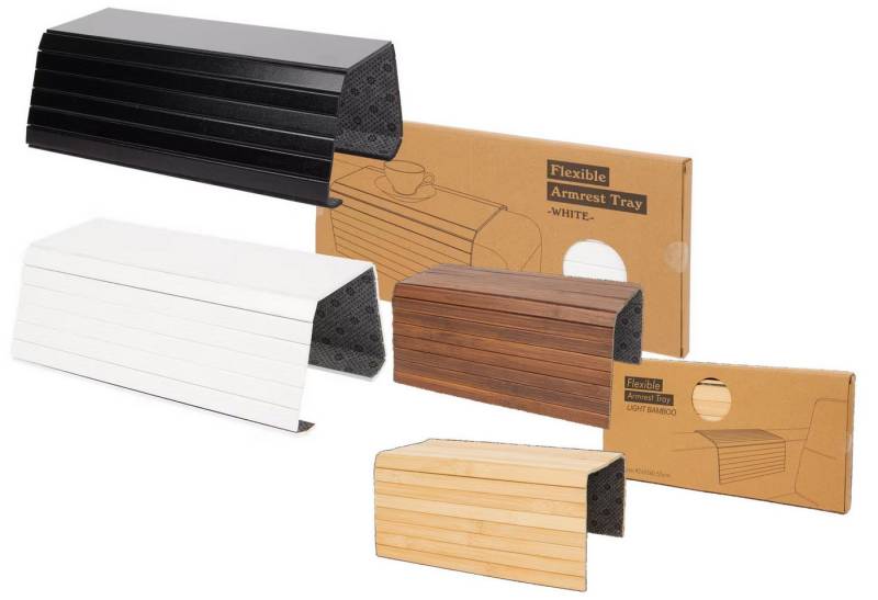 Riyashop Haushaltshobel Sofatablett Bambus Sofalehne Ablage Flexibles Armlehnentablett von Riyashop