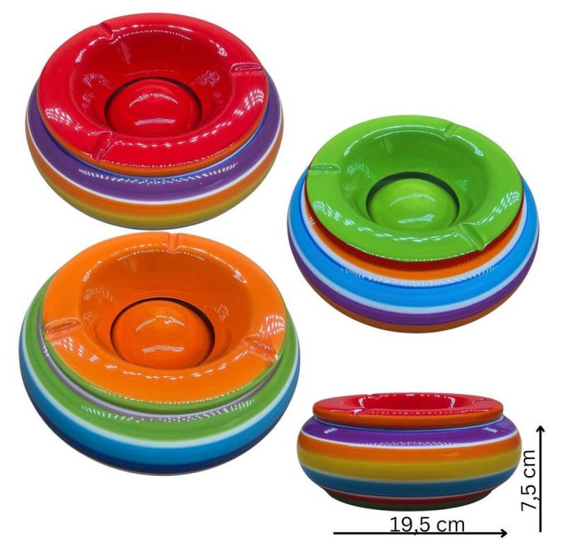 Riyashop Haushaltshobel Wind Aschenbecher Tischachenbecher Keramik Bunt Streifen (Rot) von Riyashop