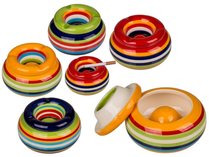 Riyashop Haushaltshobel Windaschenbecher Tischaschenbecher Streifen Porzellan (Klein Rot) von Riyashop