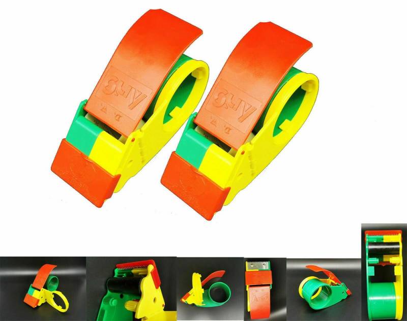 Riyashop Klebeband 2er set Klebebandabroller Abroller Handabroller Comfort Bunt von Riyashop