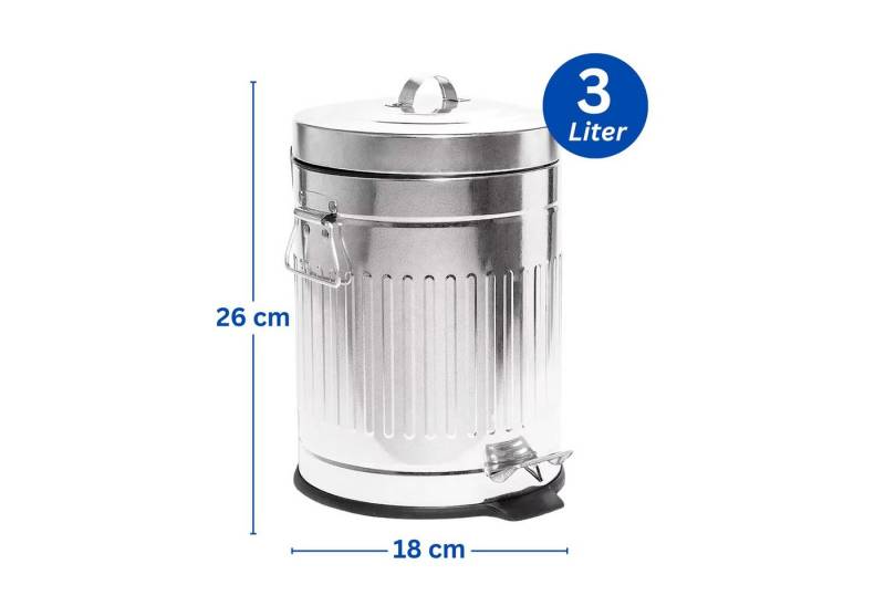 Riyashop Mülleimer 3 L Mülltonne Abfalleimer Abfallsammler Zinkeimer Eimer Zink Fußpedal von Riyashop