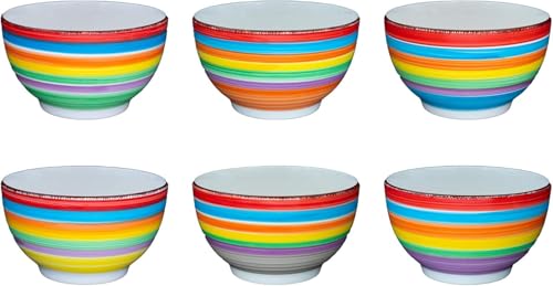 6er set Müslischalen Keramik 600ml Salatschälchen Suppenschüssel Schüssel für Obst-Salat, Müsli & Suppe Snack-Schälchen Müsli, Nüsse, EIS, Chips und andere Knabbereien Servierschalenset Bunt (Ibiza) von Riyashop