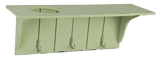 Riyashop Wandgarderobe Regal Aufhänger mit 3 Haken Shabby Chic Grün 33x10x12,3 cm von Riyashop