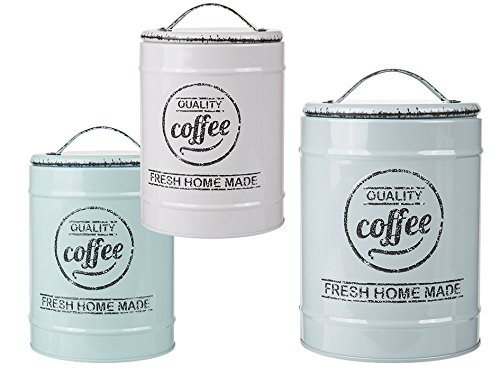 Riyashop XL Kaffeedose Aromadose Coffee Vintage Tea Suger Dose Vorratsdose Nostalgie (Kaffee, Altweiß) von Riyashop