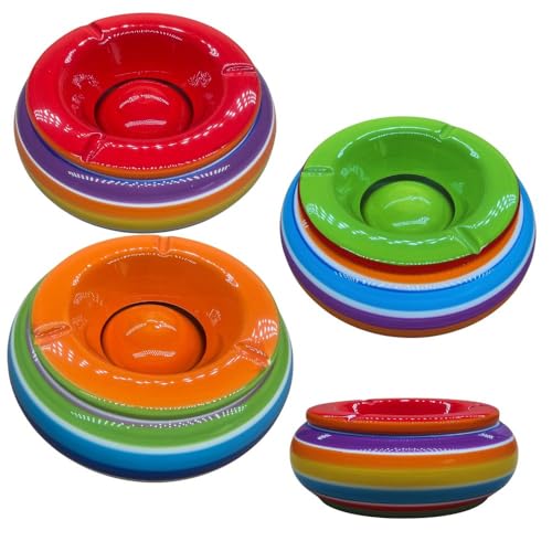 Wind Aschenbecher STRIPE Tischachenbecher Ascher Deckel Bunt Streifen Porzellan (Grün) von Riyashop